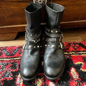 Black studded Leather Boots